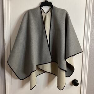 BERYLL Gray or Beige Reversible Cashmere/Wool Wrap Cape-Made in USA